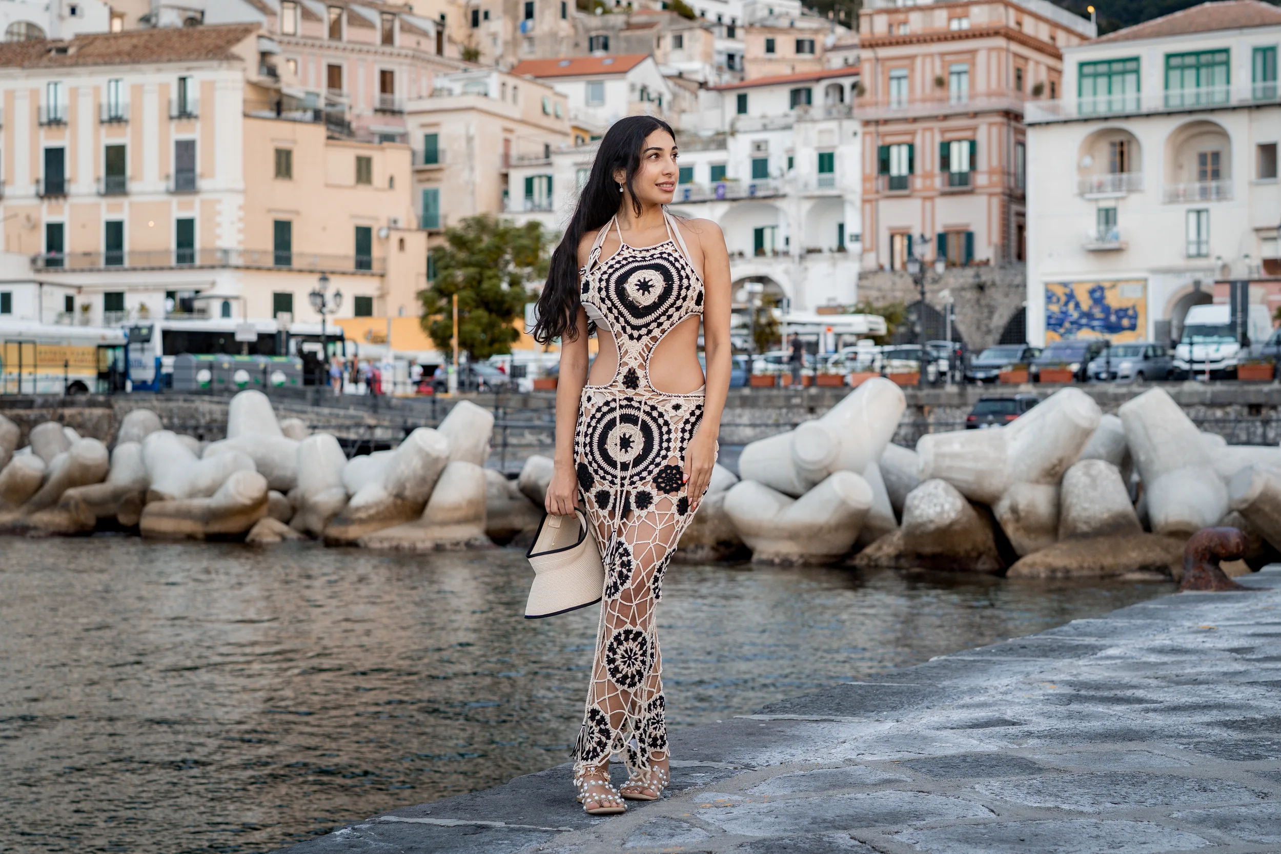 Walking toward the pier at sunrise