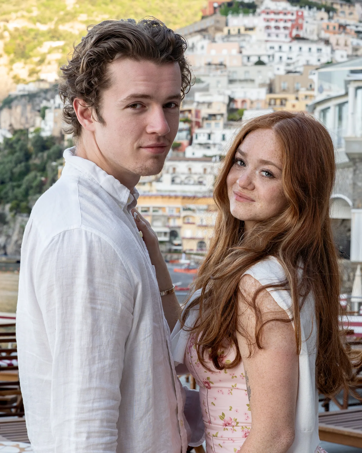 A portrait together above the beach