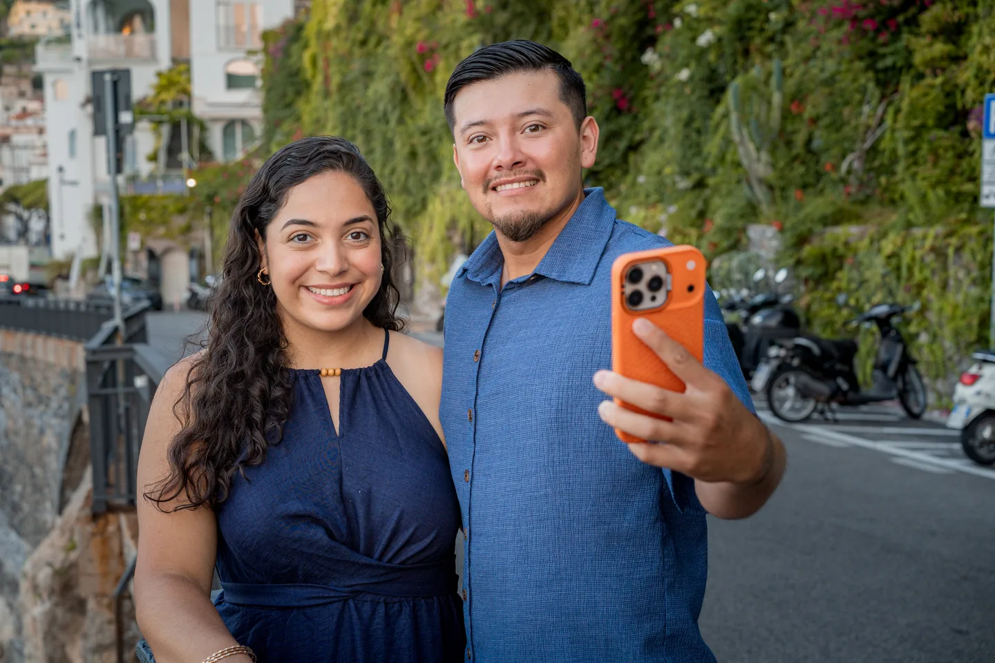The couple taking a selfie on the morning walk