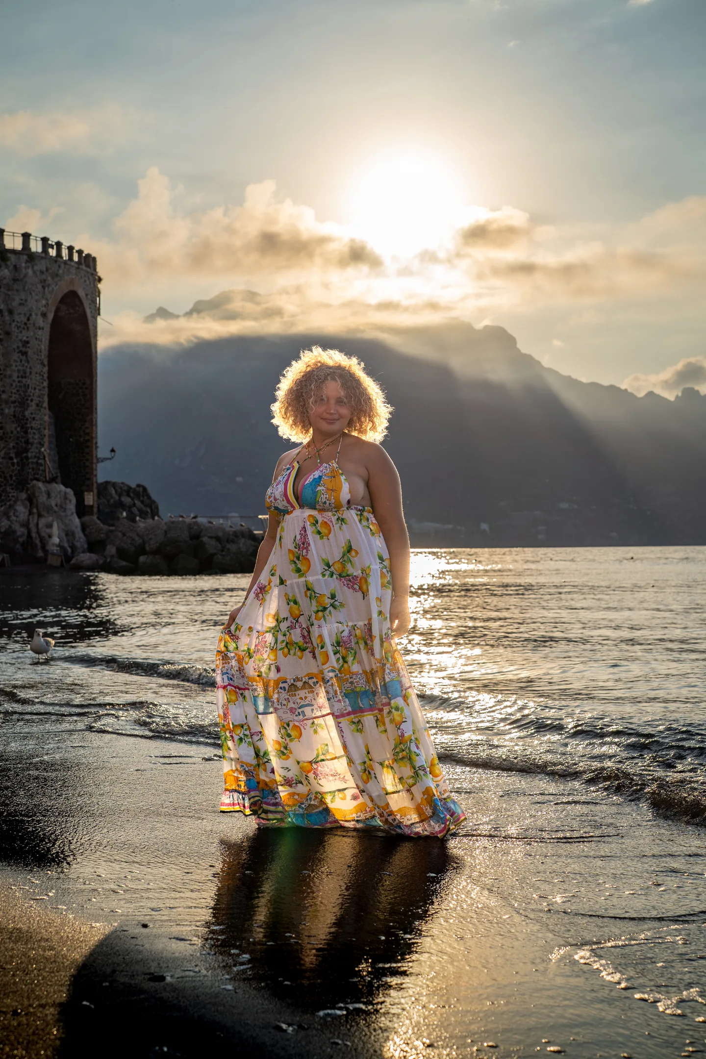 Sunlight shining through Hinad’s hair on the beach
