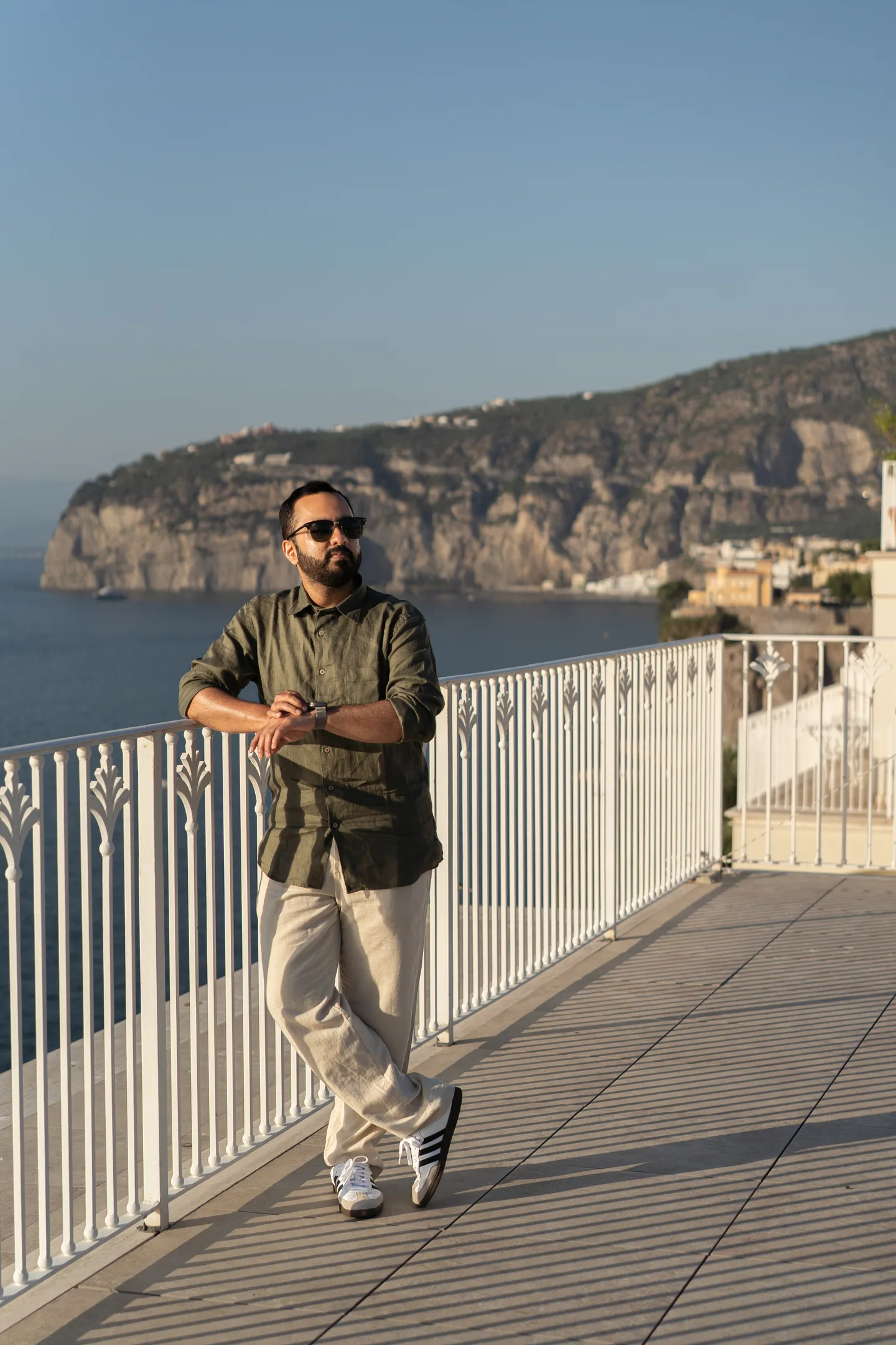 Jatin standing on his hotel terrace in Sorrento