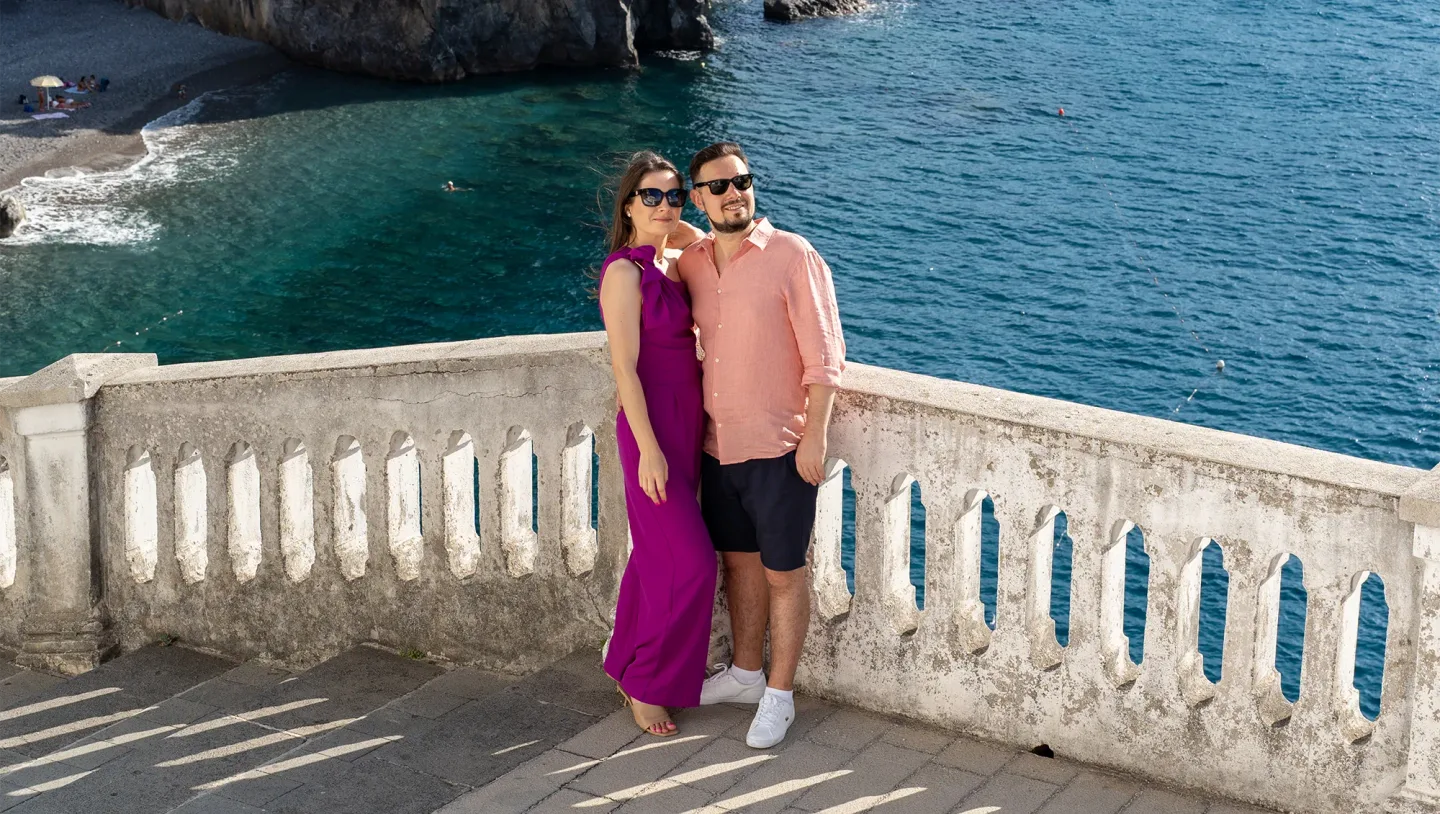 Olga and Marat in Atrani on the Amalfi Coast