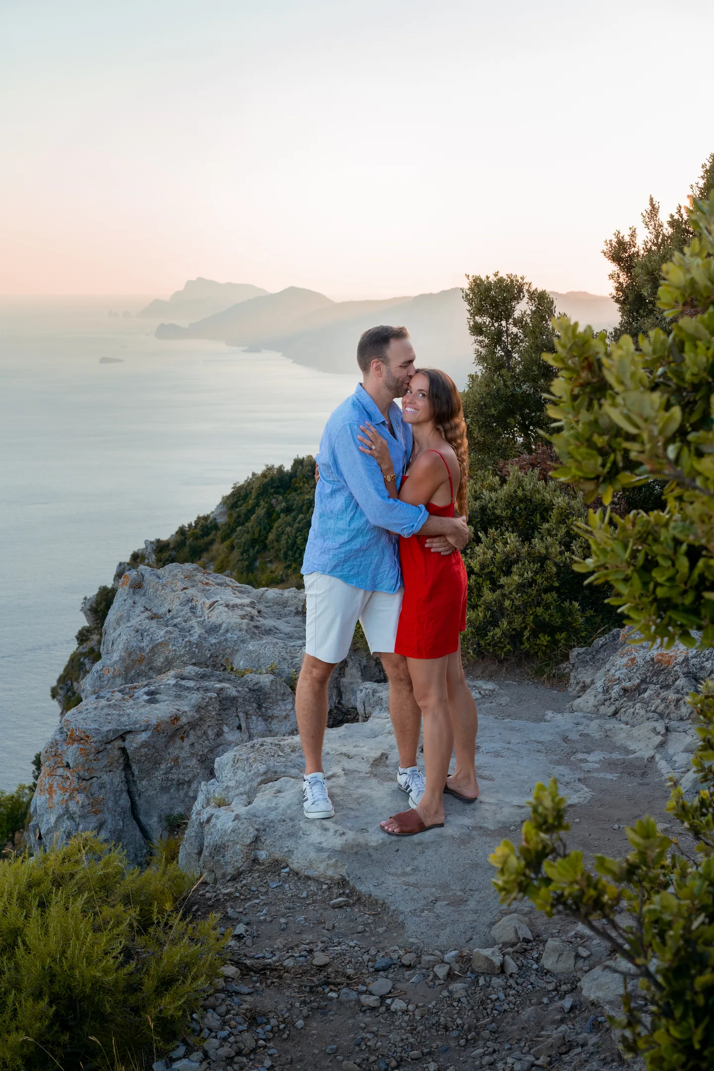 An embrace on the mountain viewpoint