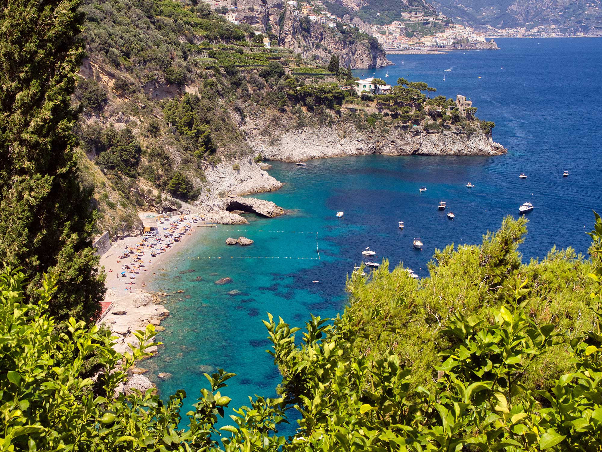 Amalfi Coast shoreline and beach