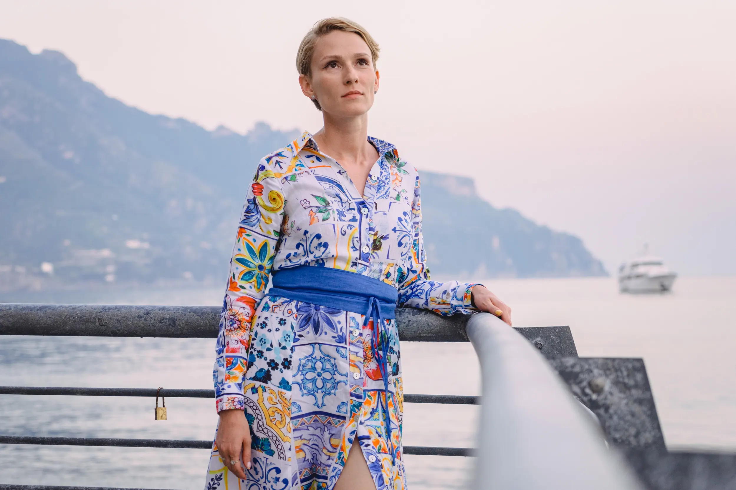 Guest on the Amalfi waterfront at sunset