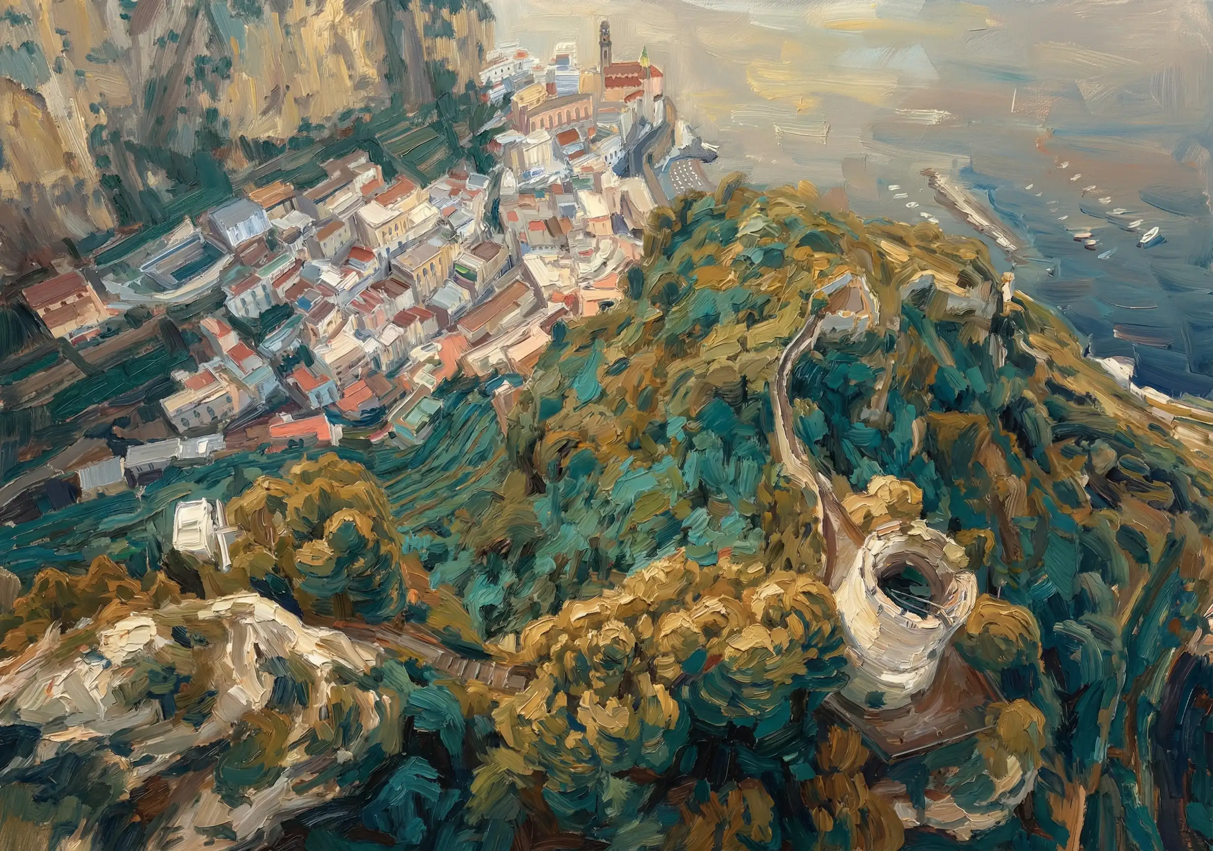 Amalfi coast cliffside and sea