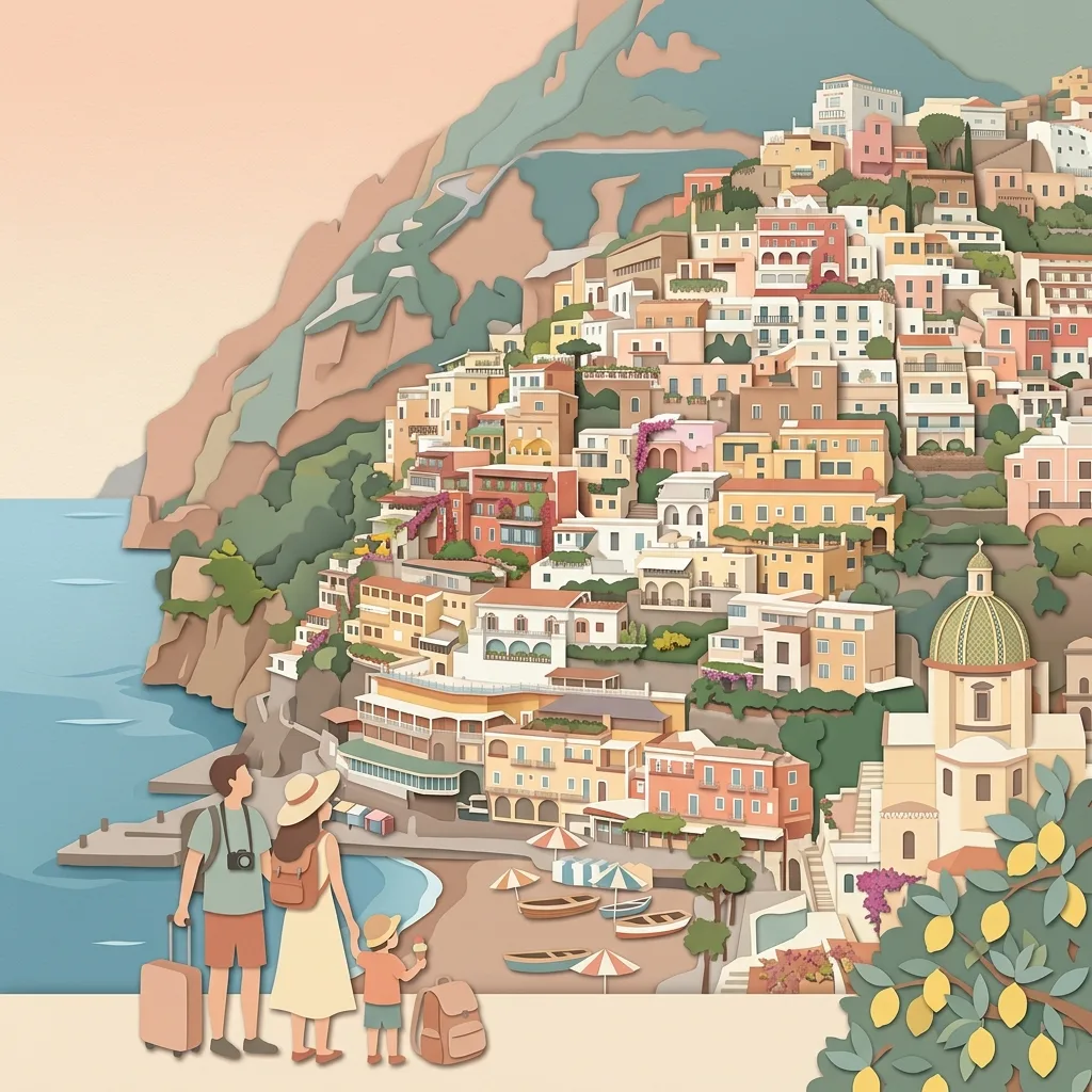 Route card illustration for Positano arrivals from Naples Airport