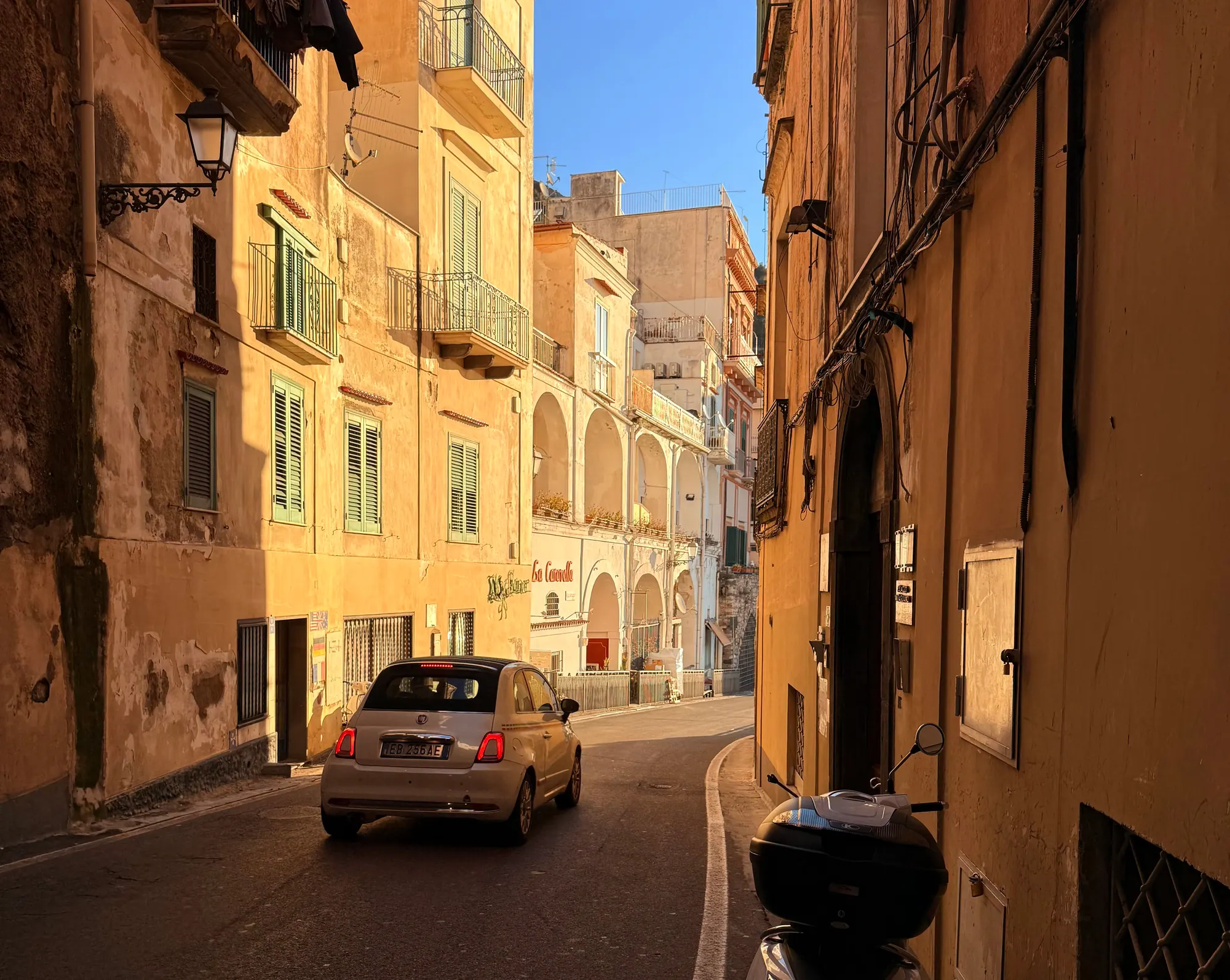 Road transfer route toward the Amalfi Coast