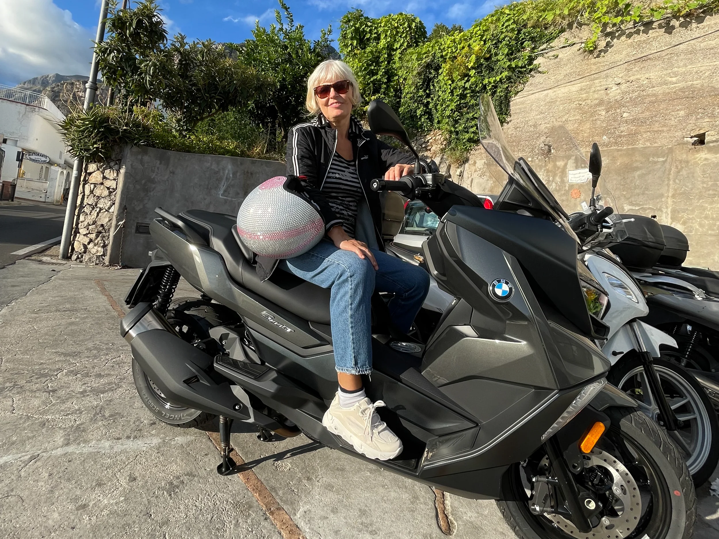 Rider on the famous Amalfi Coast road