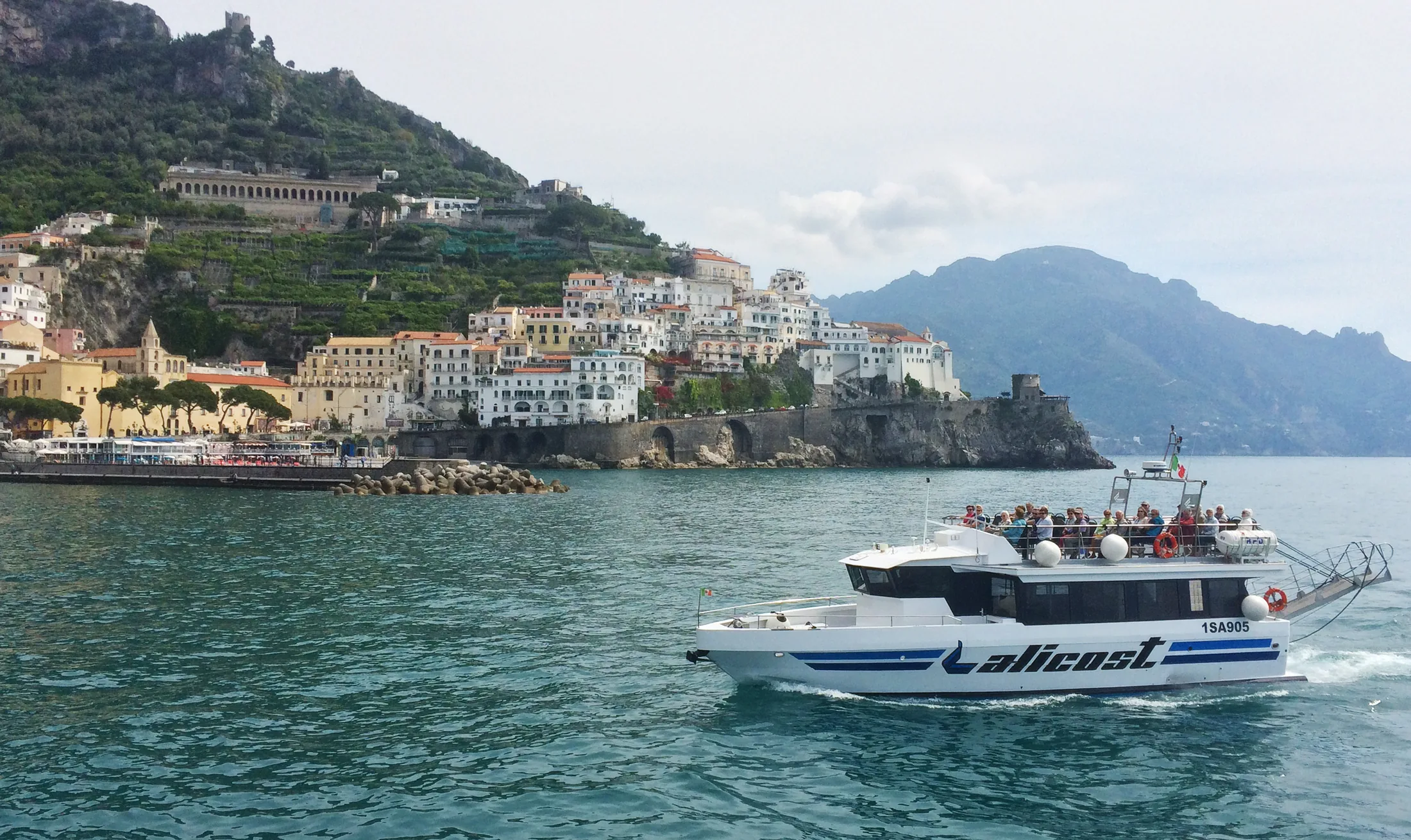 Amalfi Coast ferry route at sea